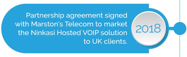Partnership signed with Marston's Telecom to market Ninkasi Hosted VoIP 2018